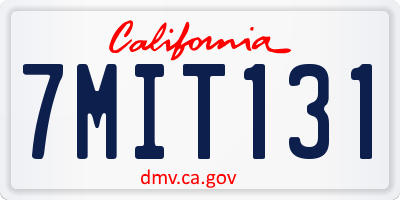 CA license plate 7MIT131