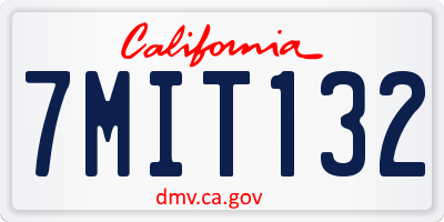 CA license plate 7MIT132