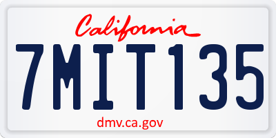 CA license plate 7MIT135