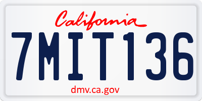 CA license plate 7MIT136