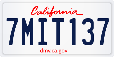 CA license plate 7MIT137
