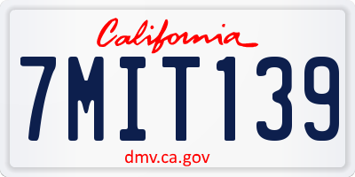 CA license plate 7MIT139