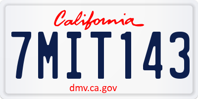 CA license plate 7MIT143