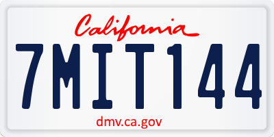 CA license plate 7MIT144