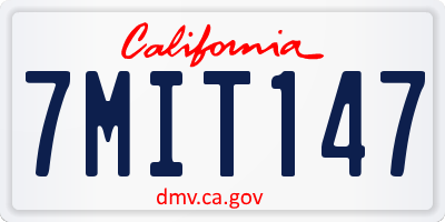 CA license plate 7MIT147