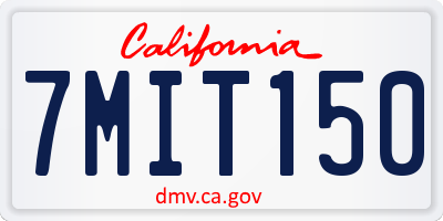CA license plate 7MIT150