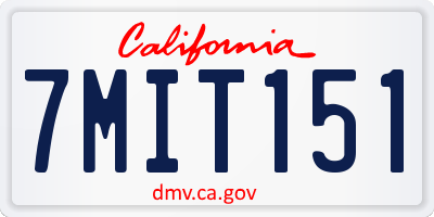 CA license plate 7MIT151