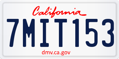 CA license plate 7MIT153