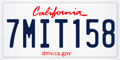 CA license plate 7MIT158