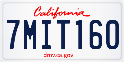 CA license plate 7MIT160