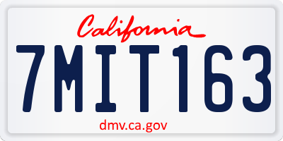 CA license plate 7MIT163