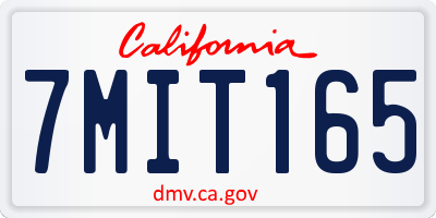 CA license plate 7MIT165