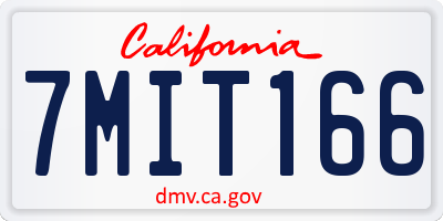 CA license plate 7MIT166