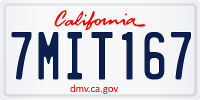 CA license plate 7MIT167