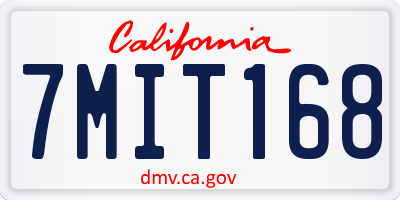 CA license plate 7MIT168