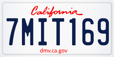 CA license plate 7MIT169