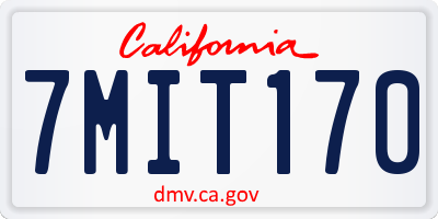 CA license plate 7MIT170