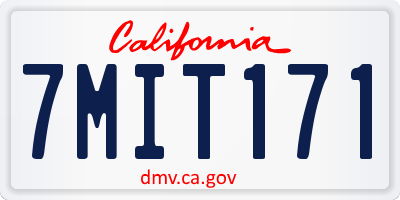 CA license plate 7MIT171