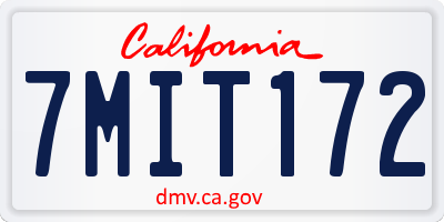 CA license plate 7MIT172