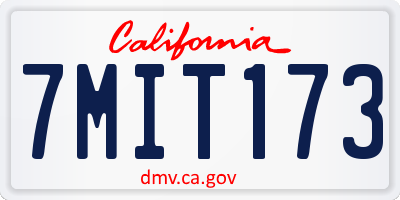 CA license plate 7MIT173