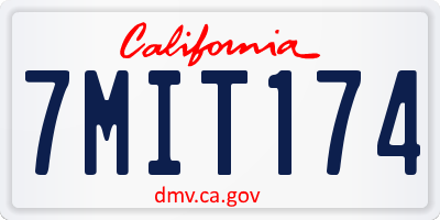 CA license plate 7MIT174