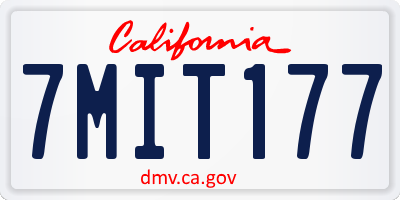 CA license plate 7MIT177
