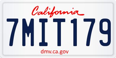 CA license plate 7MIT179