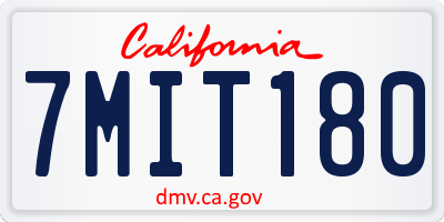 CA license plate 7MIT180