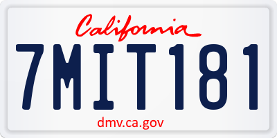 CA license plate 7MIT181