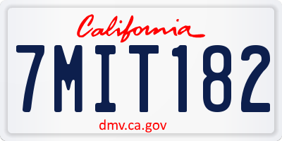 CA license plate 7MIT182