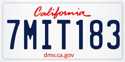 CA license plate 7MIT183
