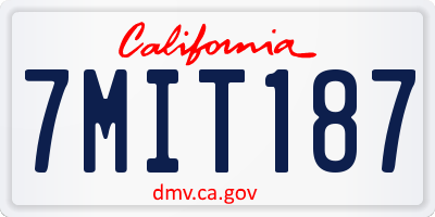 CA license plate 7MIT187