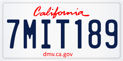 CA license plate 7MIT189