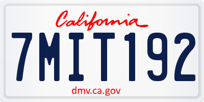 CA license plate 7MIT192