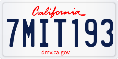 CA license plate 7MIT193