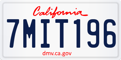 CA license plate 7MIT196