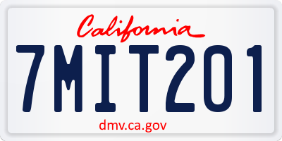 CA license plate 7MIT201