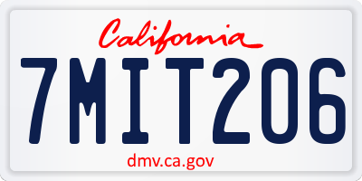 CA license plate 7MIT206