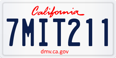 CA license plate 7MIT211