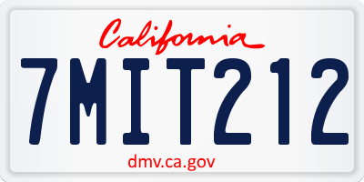 CA license plate 7MIT212