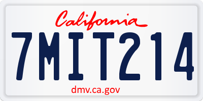 CA license plate 7MIT214