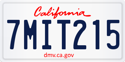 CA license plate 7MIT215