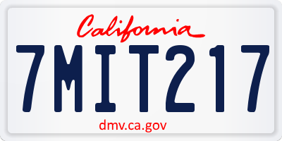 CA license plate 7MIT217