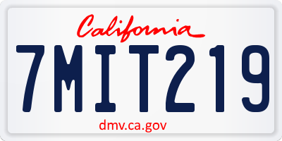 CA license plate 7MIT219