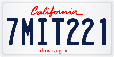 CA license plate 7MIT221