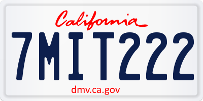 CA license plate 7MIT222