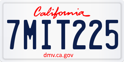 CA license plate 7MIT225