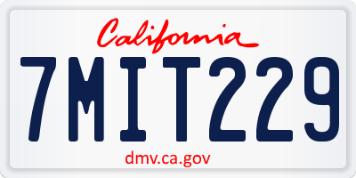 CA license plate 7MIT229