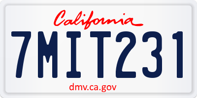 CA license plate 7MIT231