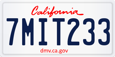 CA license plate 7MIT233